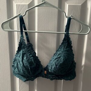Elegant Lace Front Clasp Bralette in Teal